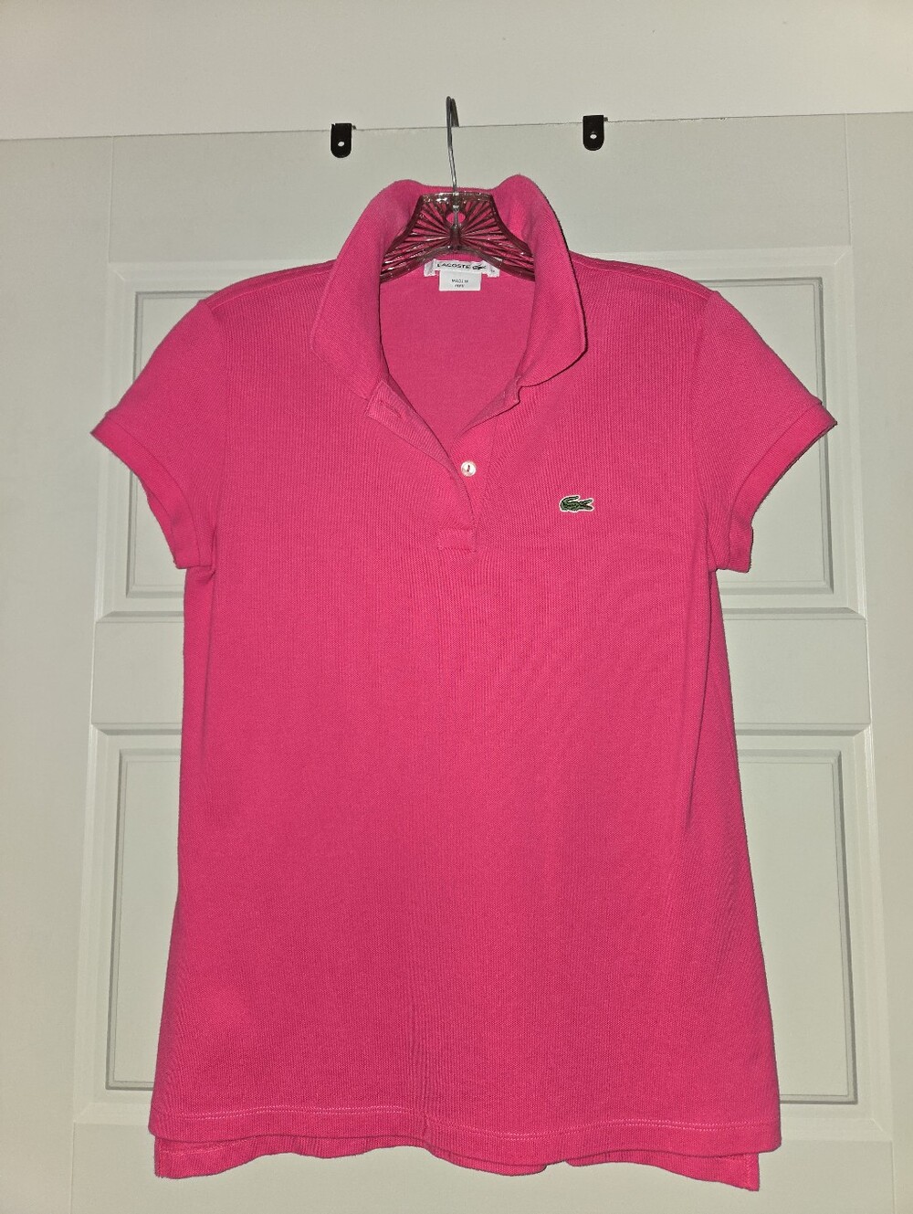 Lacoste Women's Pink Short Sleeve Polo Top